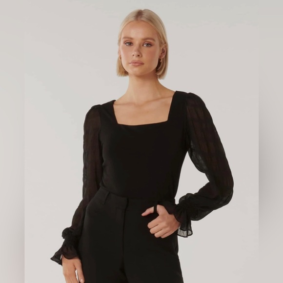 Ever New Womens Posie Georgette-Sleeve Ruffle Romantic Feminine Ethereal Top XS - Picture 1 of 12